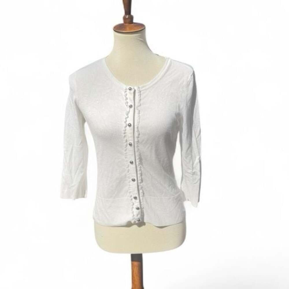 White House Black Market White Button-Up Cardigan Size S
